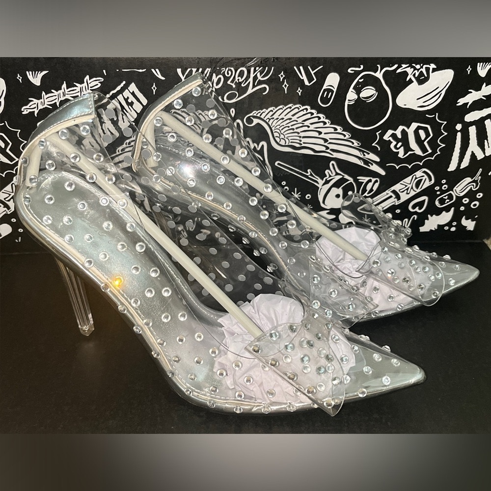 Public Desire Clear Diamond with Bow High Heels